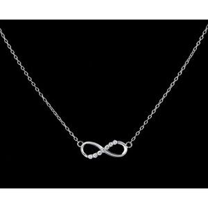 Sterling Silver Infinity Necklace Simulated Diamonds New